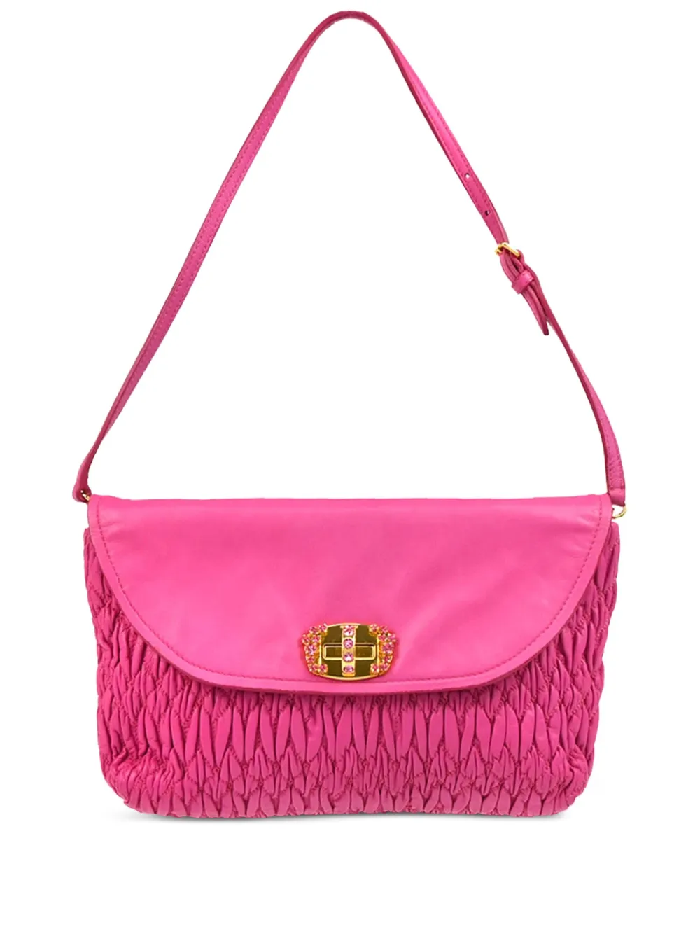 Miu Miu Pre-Owned 2010s ruched-leather shoulder bag | rosado | Image 1