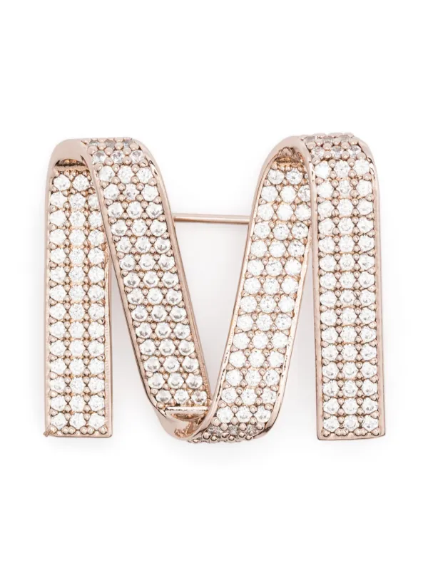 Max mara クリスタル x ゴールド　ブローチ Max mara 定番 クリスタル x ゴールド ブローチ - メルカリ