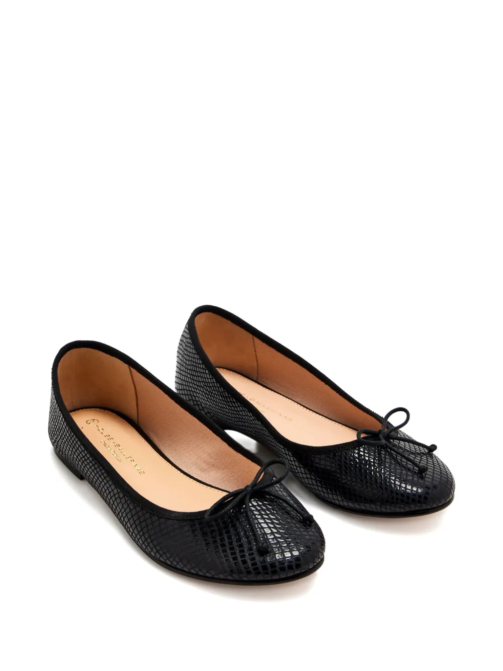 HOUSE OF BALLERINAS snakeskin-bow ballet flats - Zwart