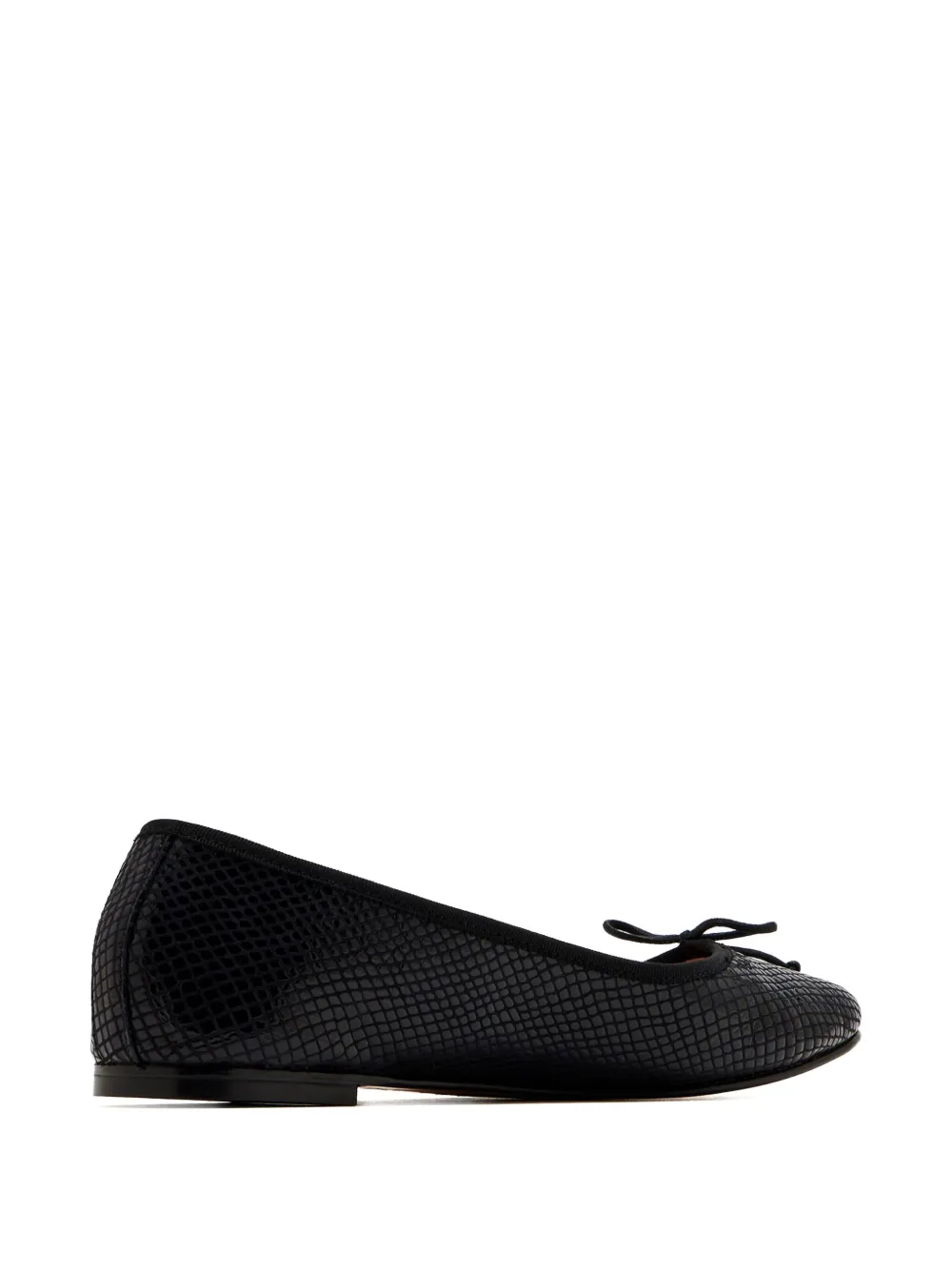 House Of Ballerinas Snakeskin-bow Ballet Flats In Black