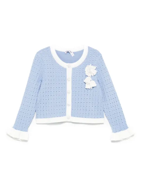 Self-Portrait Kids floral-appliqué cardigan