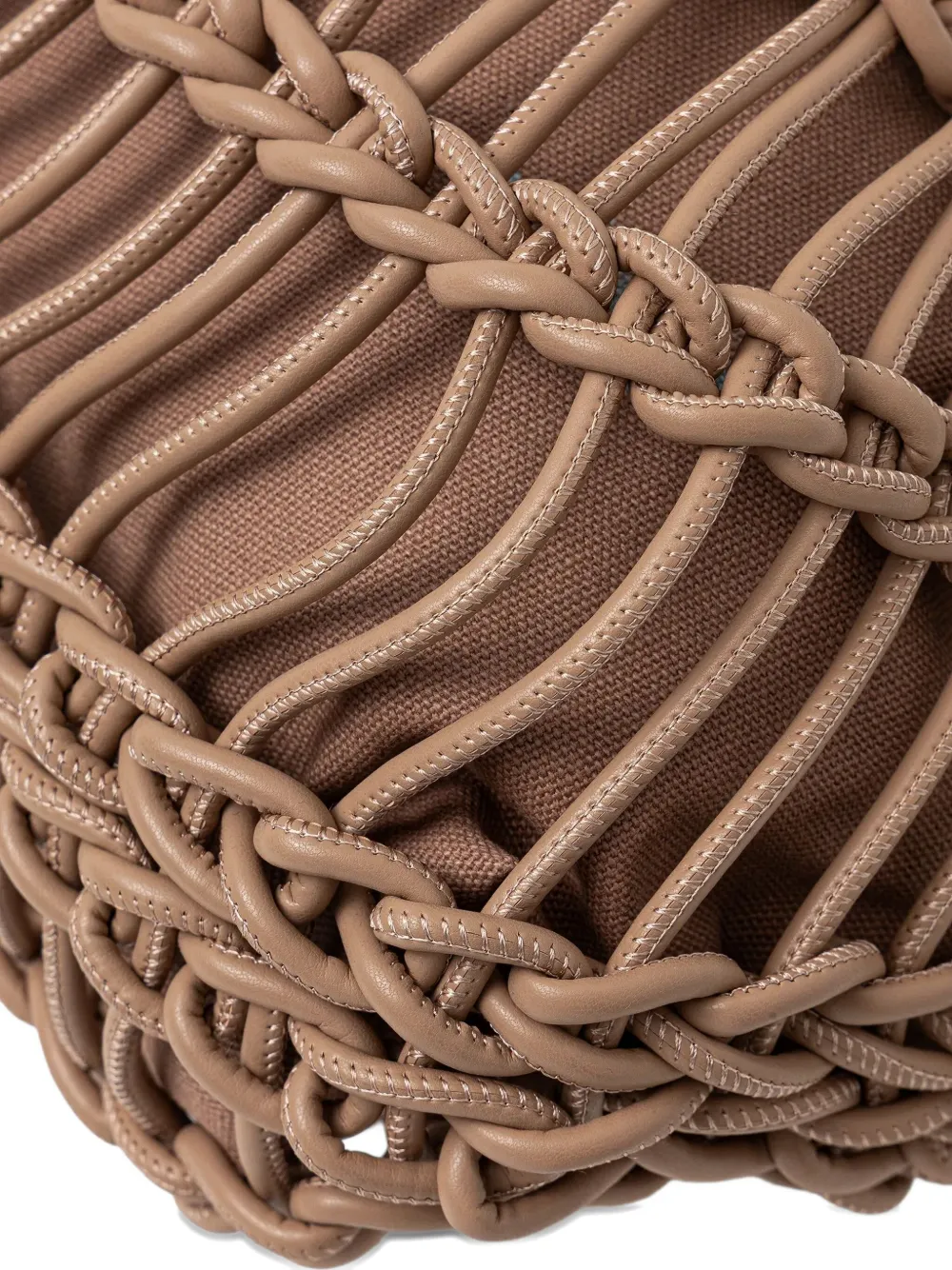 TWINSET Grote shopper van gevlochten leer Beige