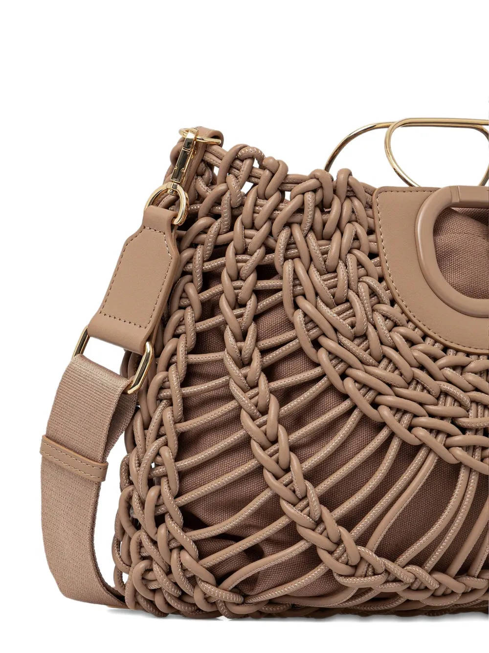 TWINSET Grote shopper van gevlochten leer Beige
