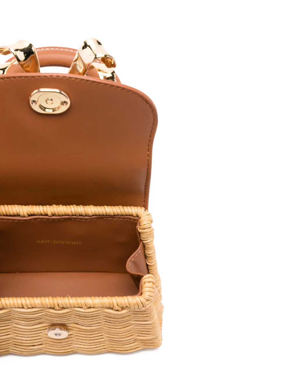 Self-Portrait Kids Bow rotan mini-tas Beige