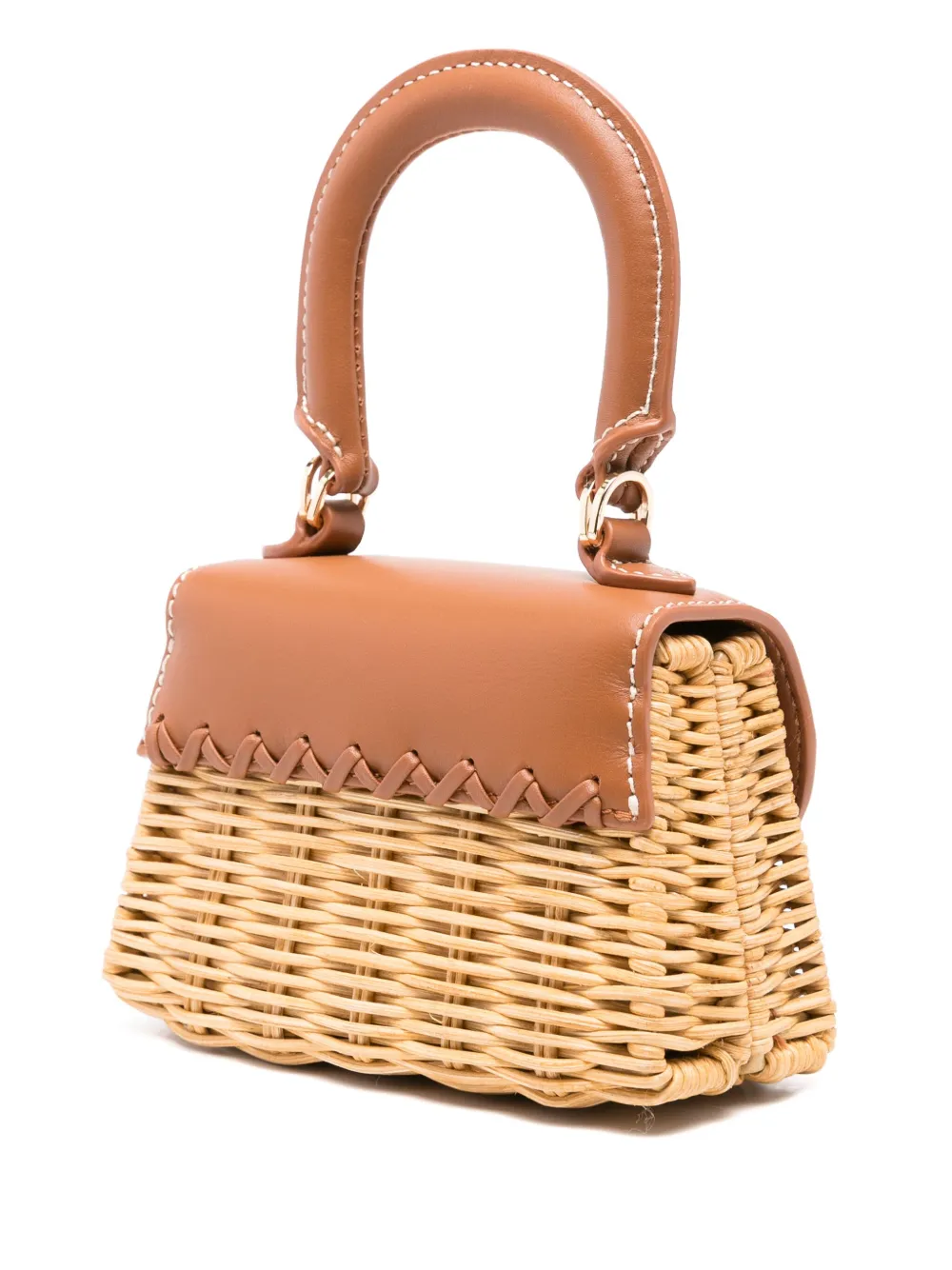 Self-Portrait Kids mini Bow rattan bag - Beige