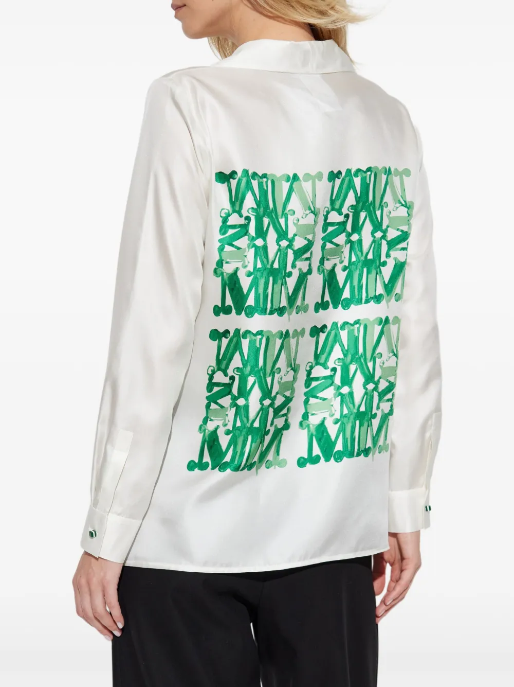 Max Mara Blouse met monogramprint Wit