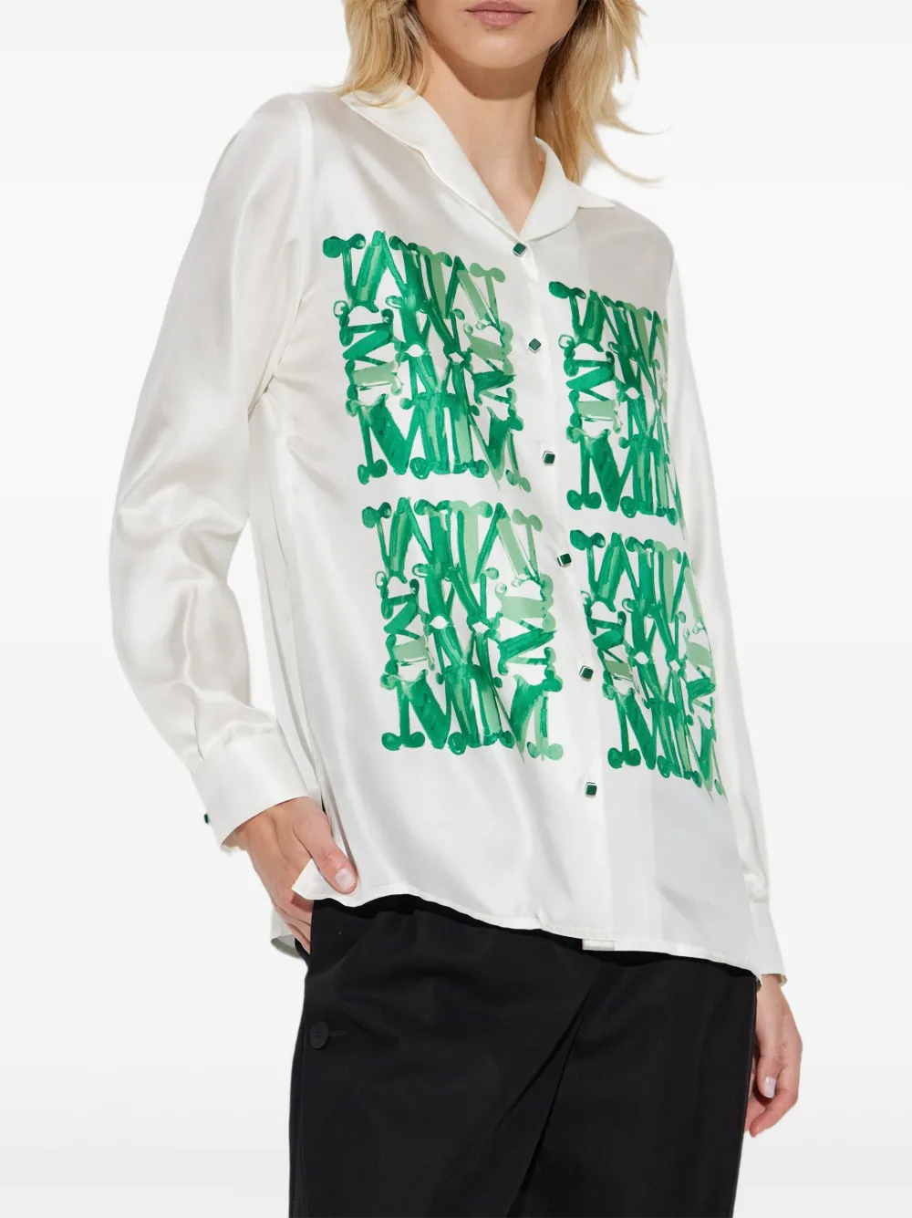 Max Mara Blouse met monogramprint Wit