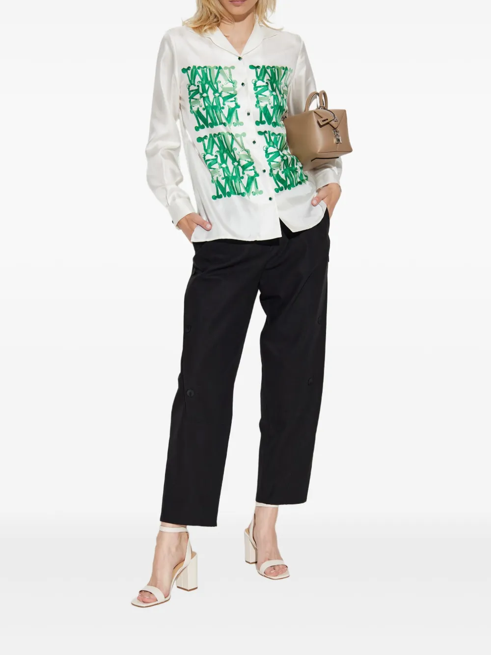 Max Mara Blouse met monogramprint Wit