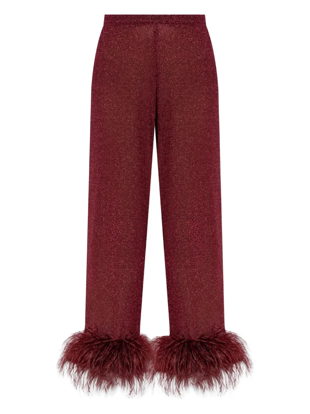 Oséree Plumage feather-trim trousers | Red | Image 1