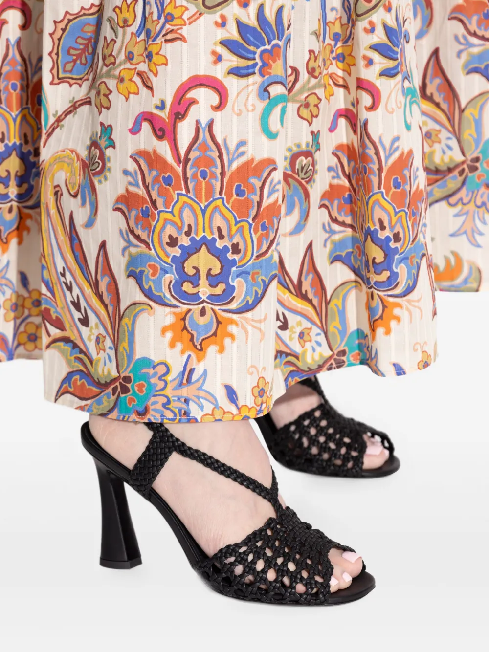 ETRO 100mm woven heeled sandals Black