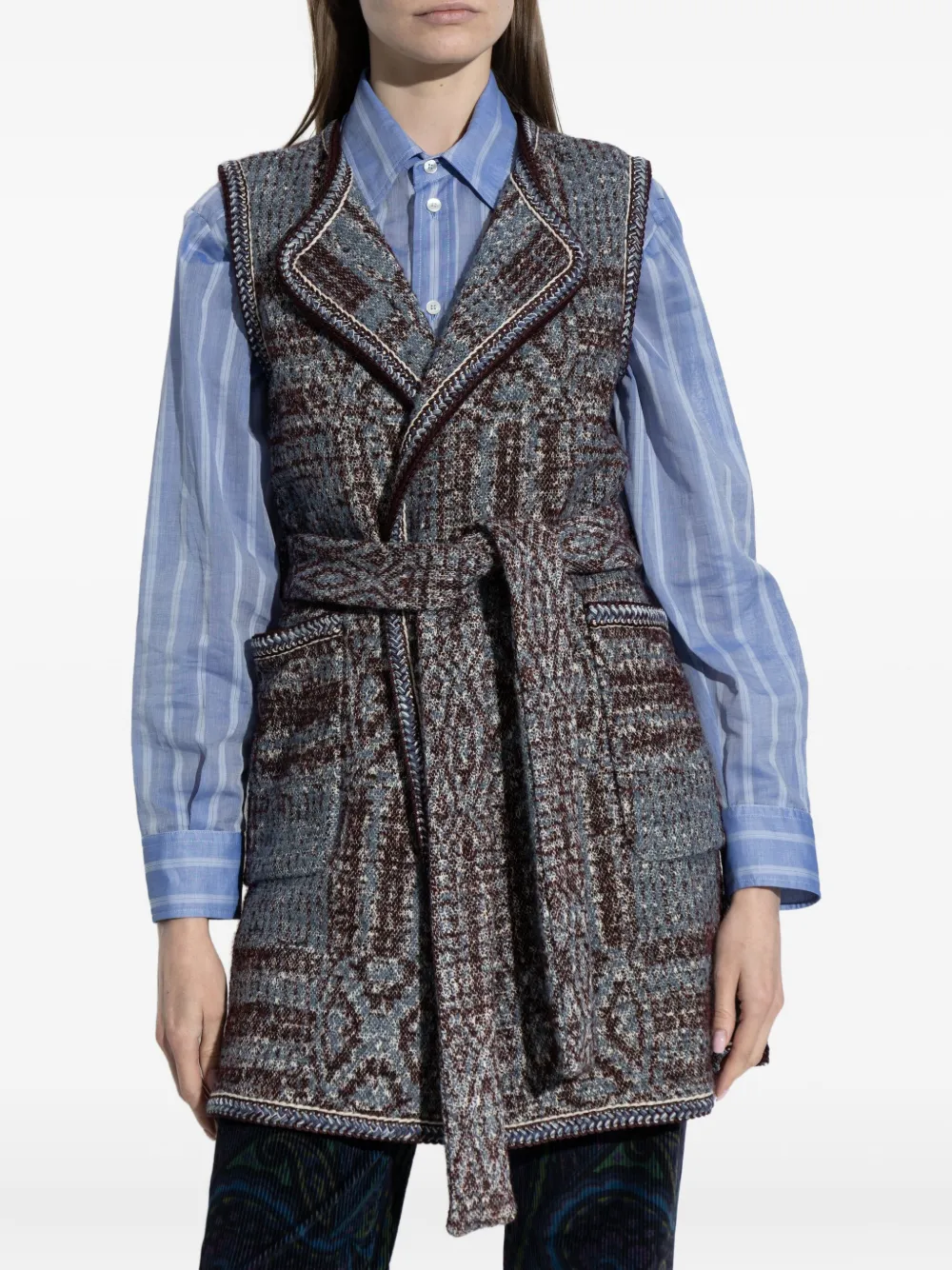 ETRO Zijden gilet met jacquard-patroon Blauw