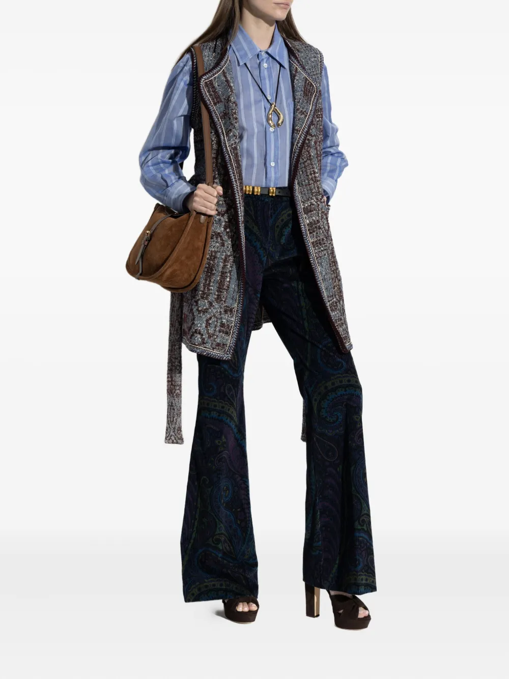 ETRO Zijden gilet met jacquard-patroon Blauw