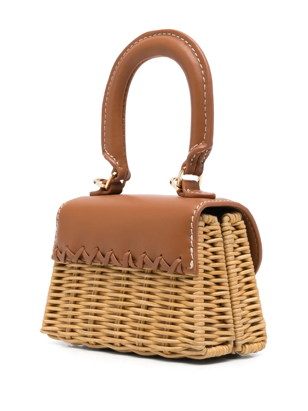 Self-Portrait Rattan Bow mini-tas Beige