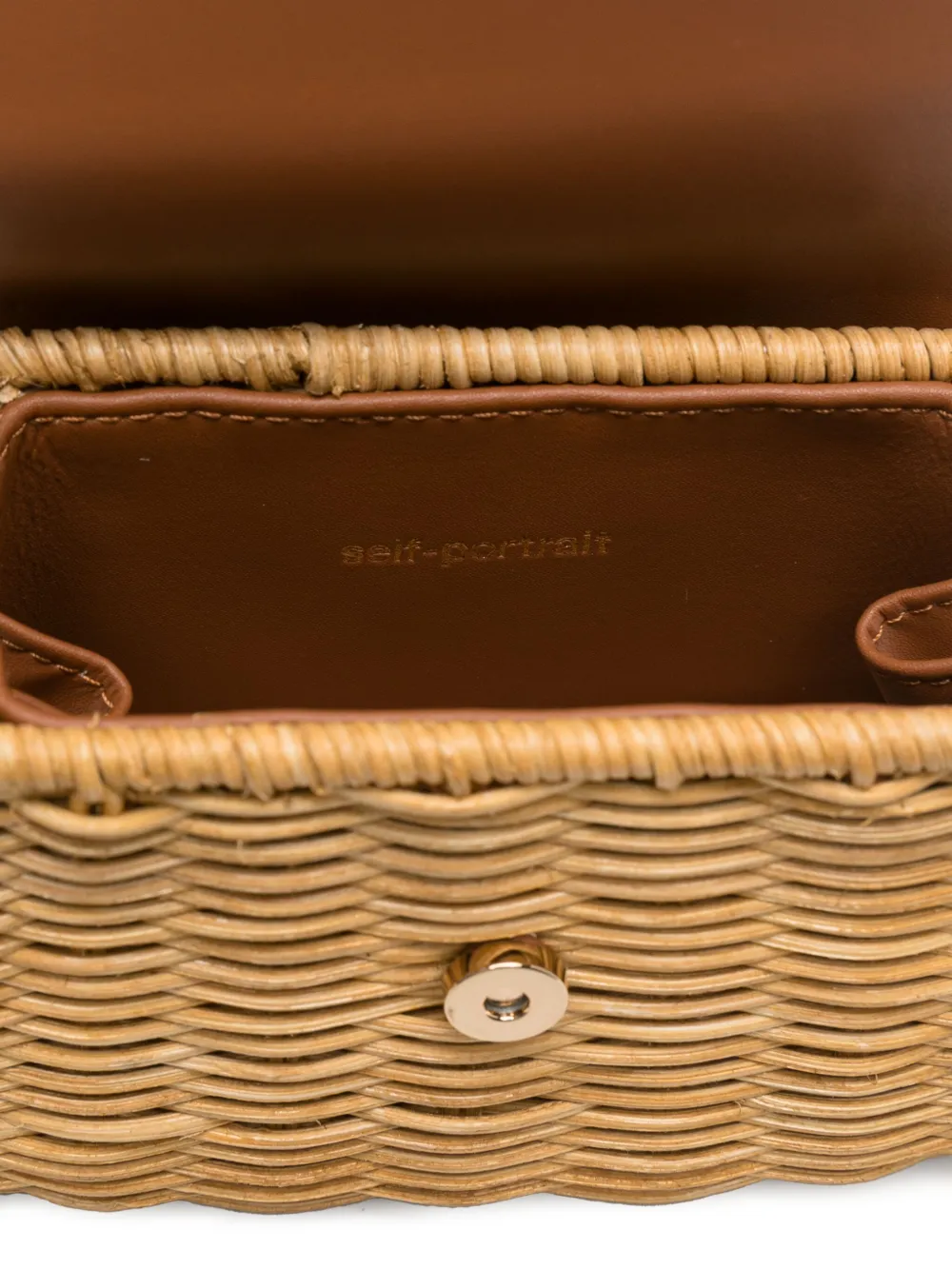 Self-Portrait Rattan Bow mini-tas Beige