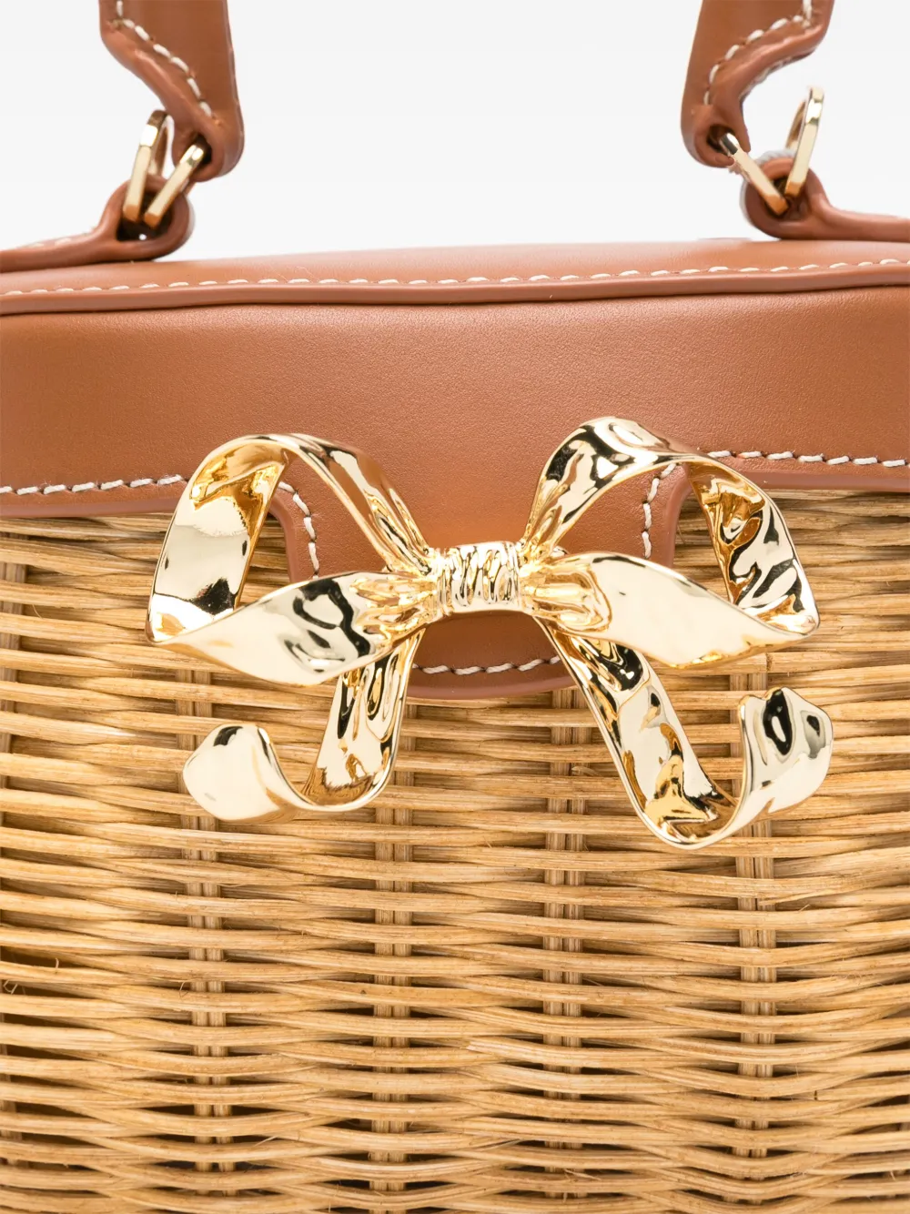 Self-Portrait Rattan Bow Basket shopper Beige