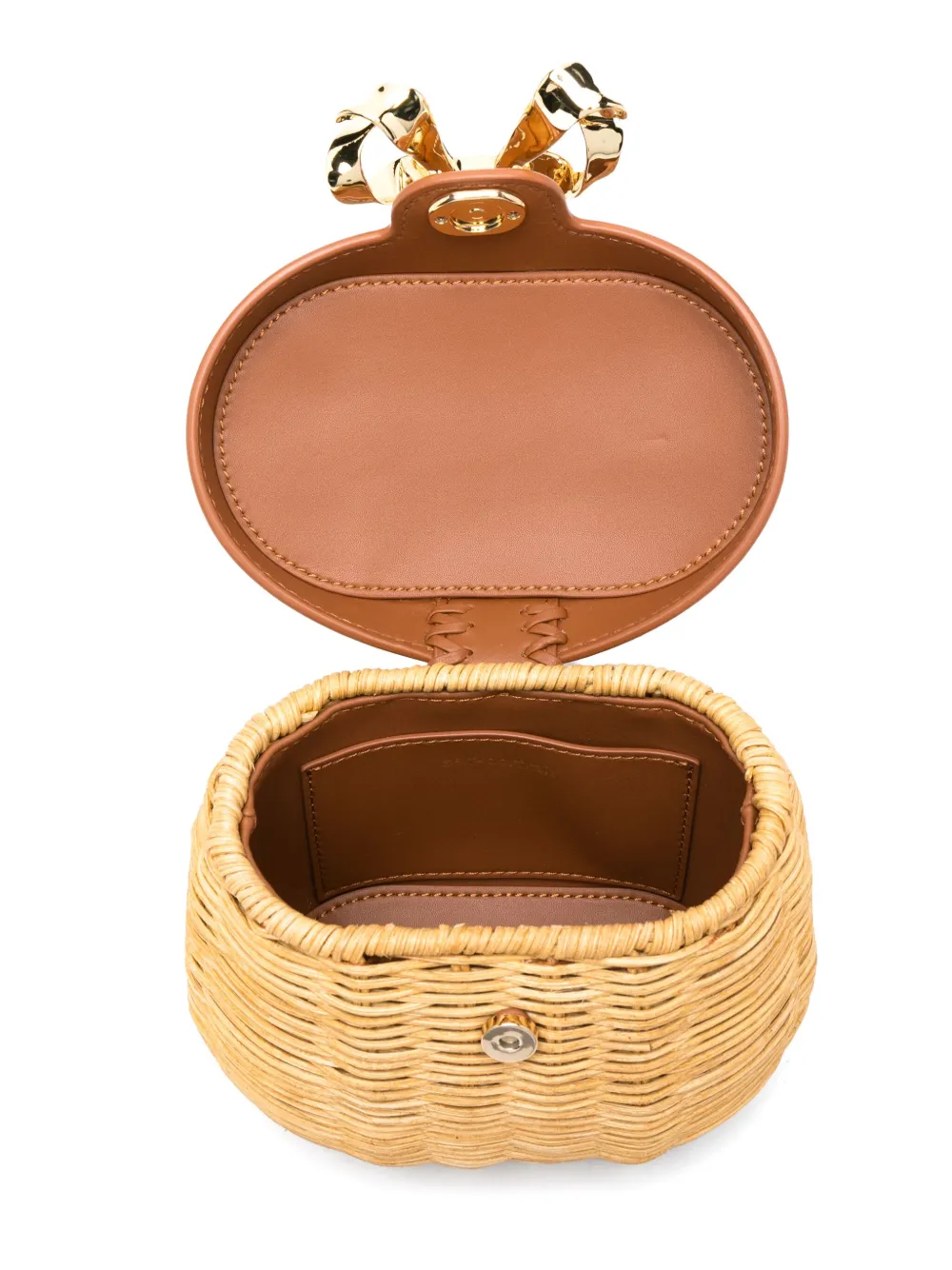 Self-Portrait Rattan Bow Basket shopper Beige