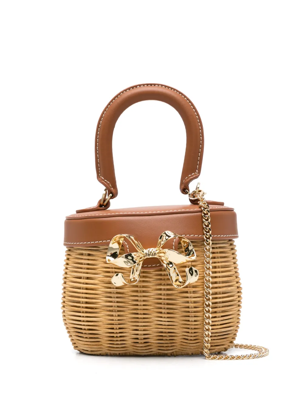 Self-Portrait tote Rattan Bow Basket | neutro | Image 1