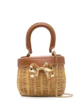 Self-Portrait Rattan Bow Basket tote bag - Neutrals