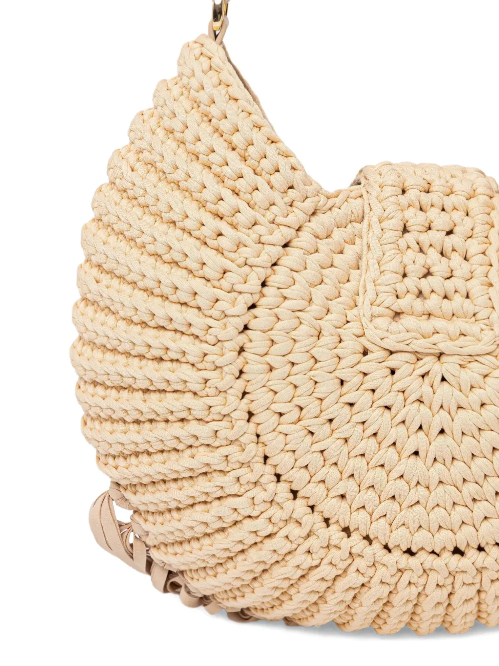 TWINSET Gehaakte shopper met franje - Beige