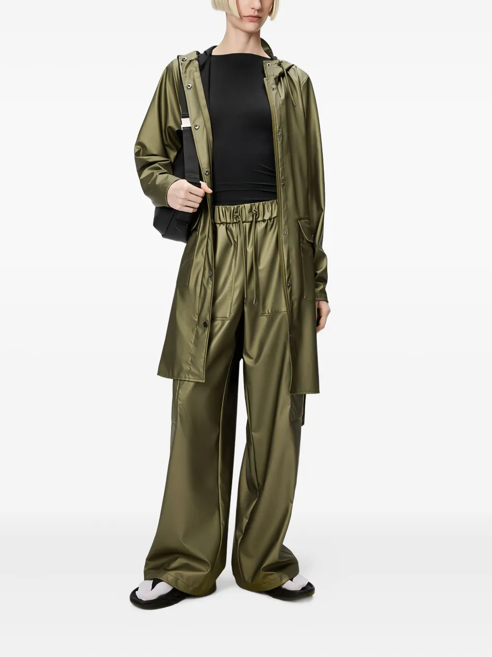 Rains Belted Hooded Raincoat In Green