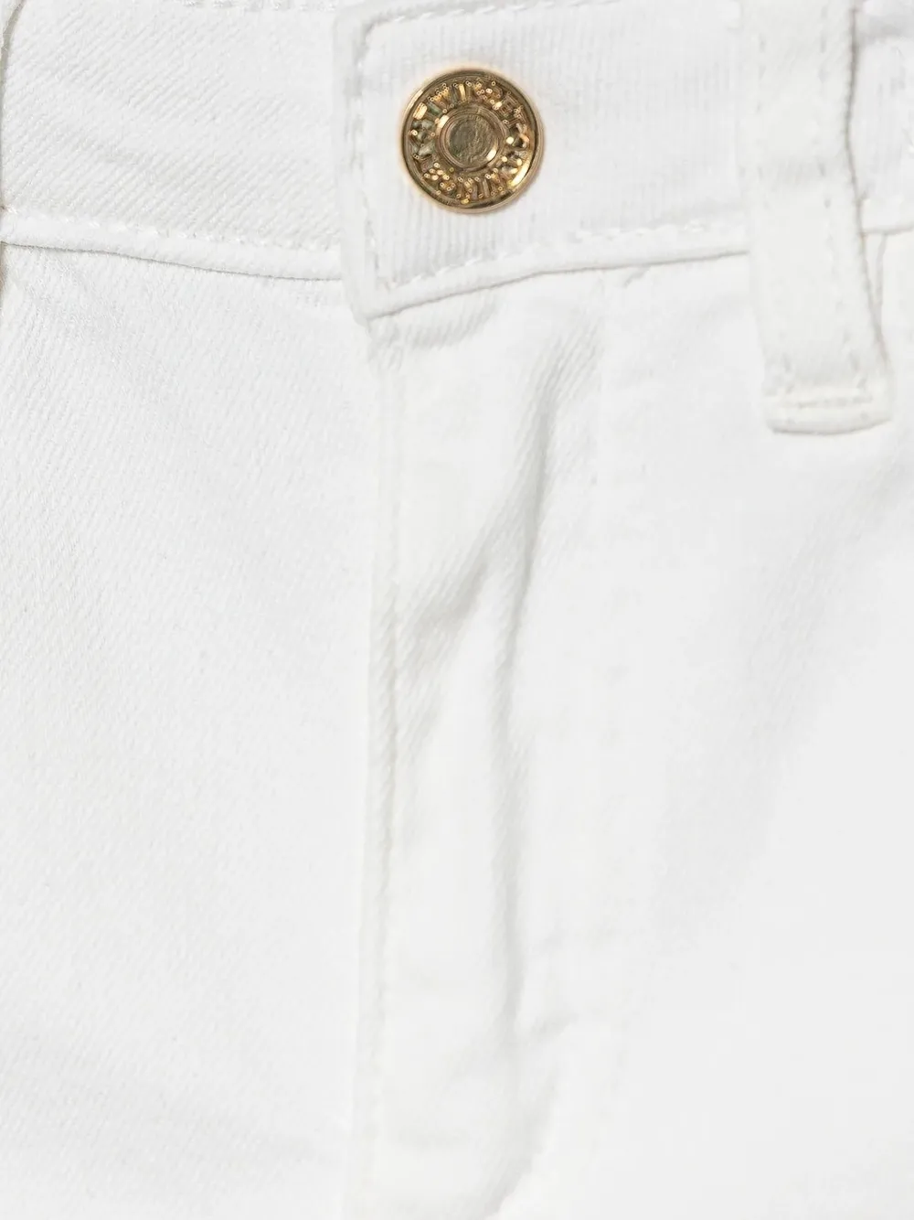 TWINSET Kids Jeans met wijde pijpen en gouden knoop Wit