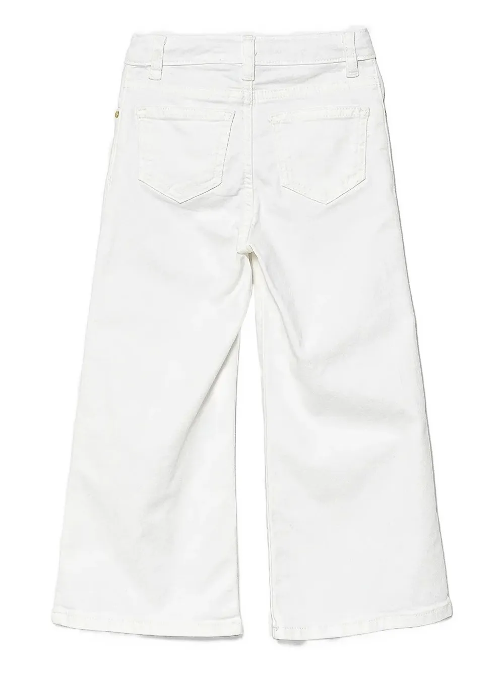 TWINSET Kids Jeans met wijde pijpen en gouden knoop Wit