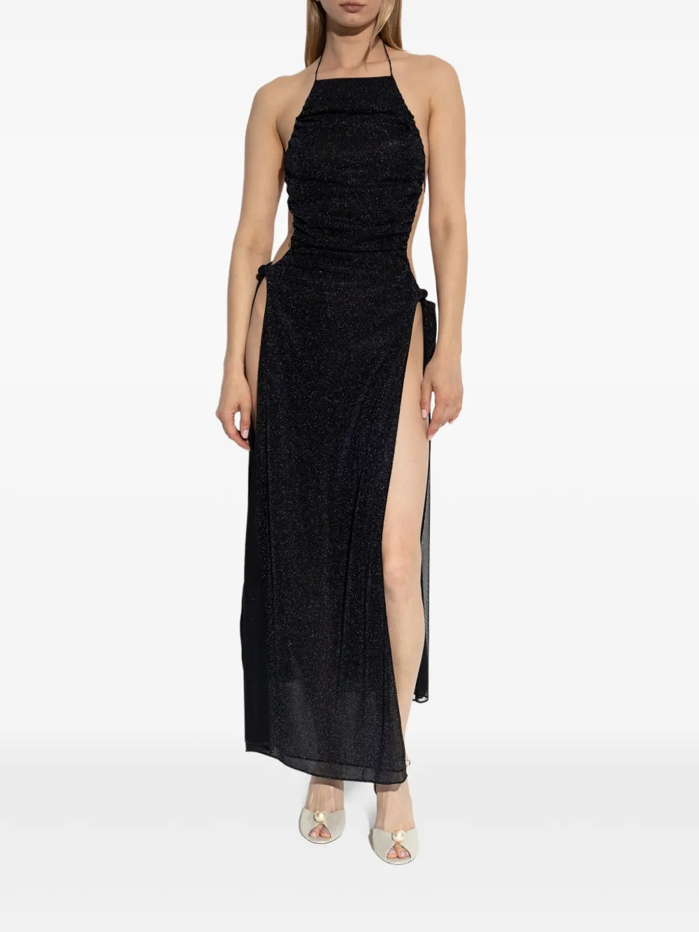 Oséree ruched halterneck maxi dress