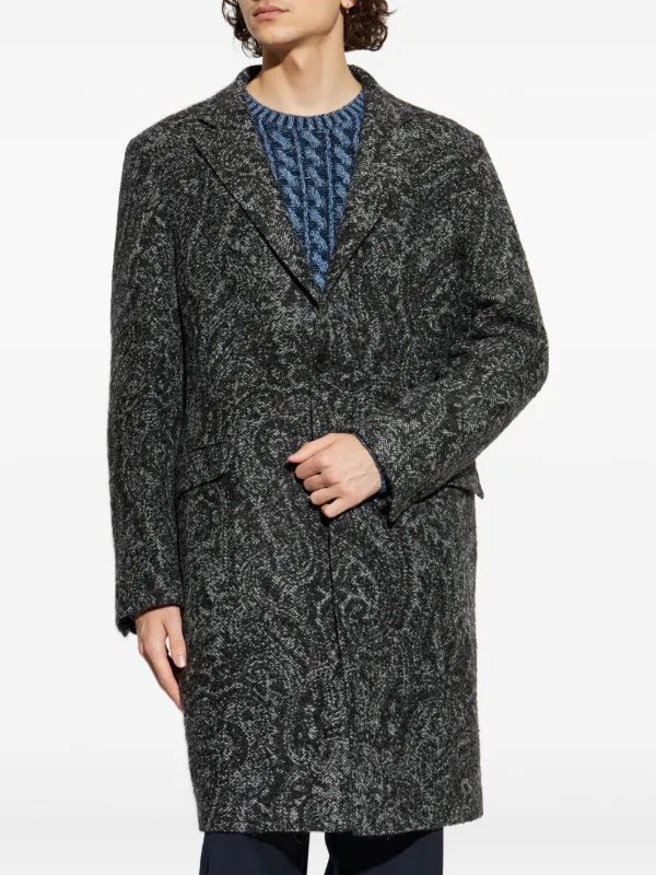 ETRO ペイズリーロングコート | ブラック | FARFETCH JP