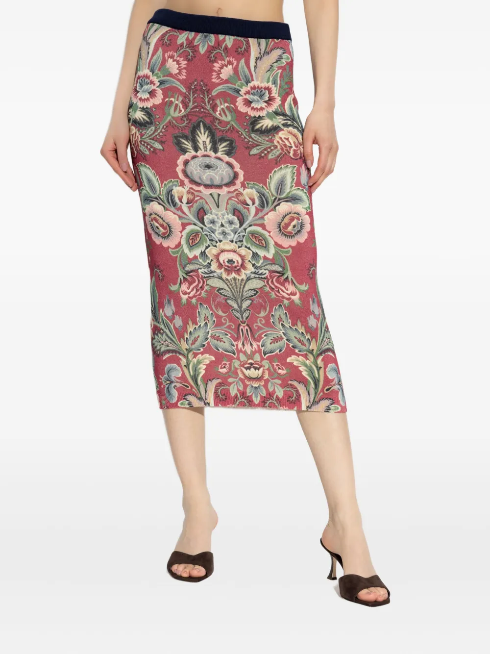 ETRO floral-print midi skirt - Rood