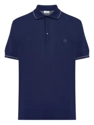 Prada triangle-logo Cotton Polo Shirt | Blue | FARFETCH ZA