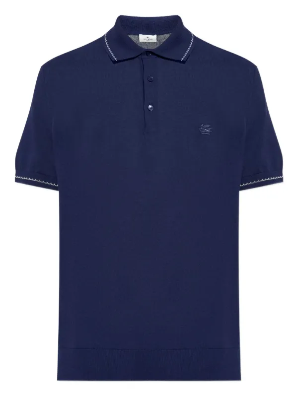 Etro Polo Shirt with Contrast Collar in Blue
