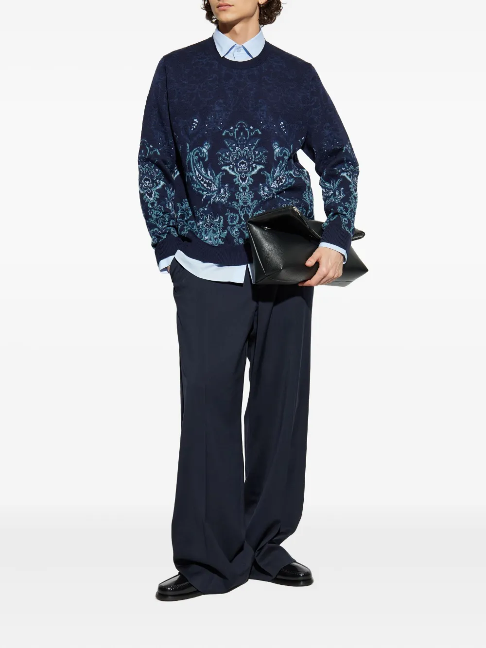 ETRO floral-jacquard sweater - Blauw