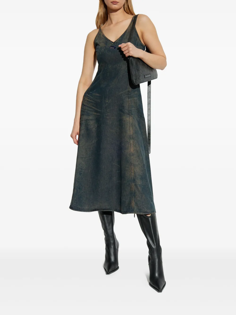 Diesel De-Beld-S denim jurk met V-hals - Blauw