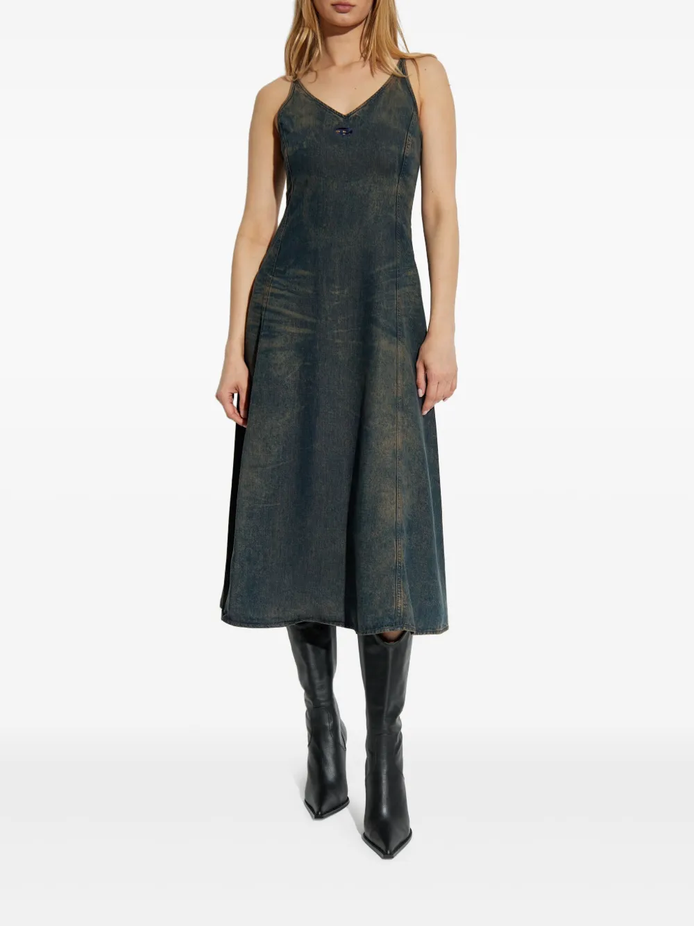Diesel De-Beld-S denim jurk met V-hals Blauw