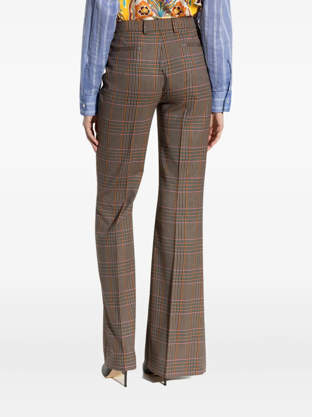 ETRO Geruite flared broek Bruin