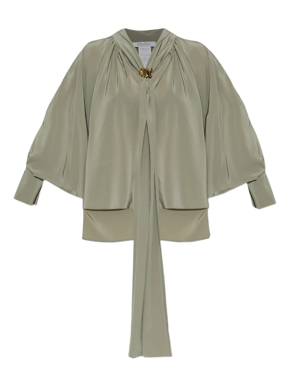 Max Mara Blouse met gestrikte hals Groen