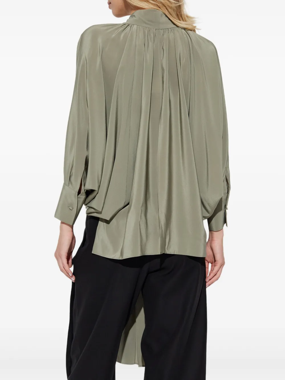 Max Mara Blouse met gestrikte hals Groen