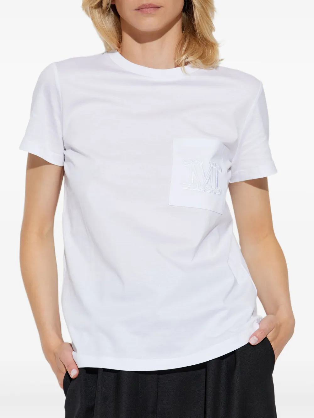 Max Mara T-shirt met geborduurd logo Wit