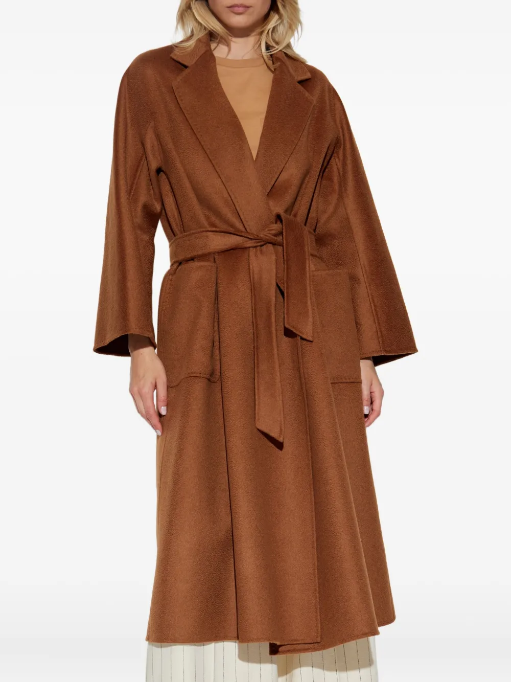 Max Mara Wikkelmantel met ceintuur Bruin