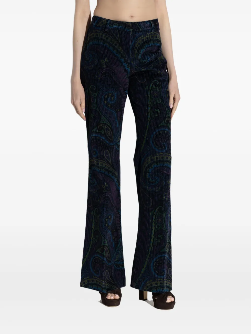 ETRO paisley-print flared trousers - Blauw