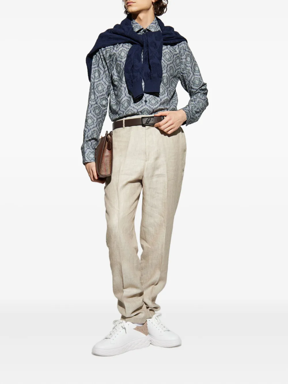 ETRO geometric-print long-sleeve shirt - Blauw