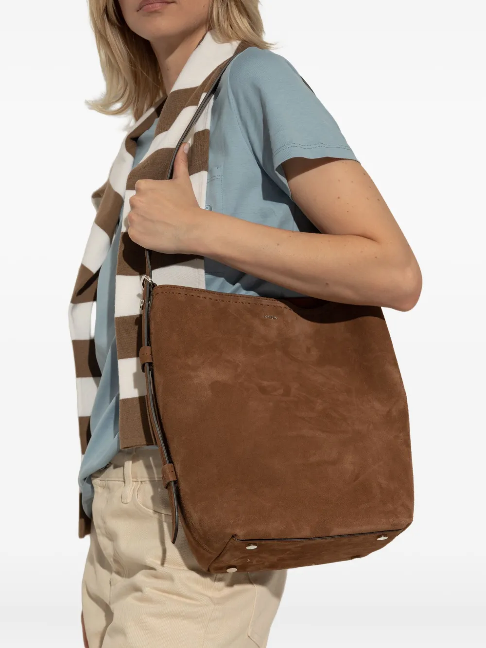 Max Mara Archeti suède schoudertas Bruin