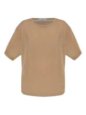 Max Mara short-sleeve round-neck Wool T-shirt | Brown | FARFETCH ZA