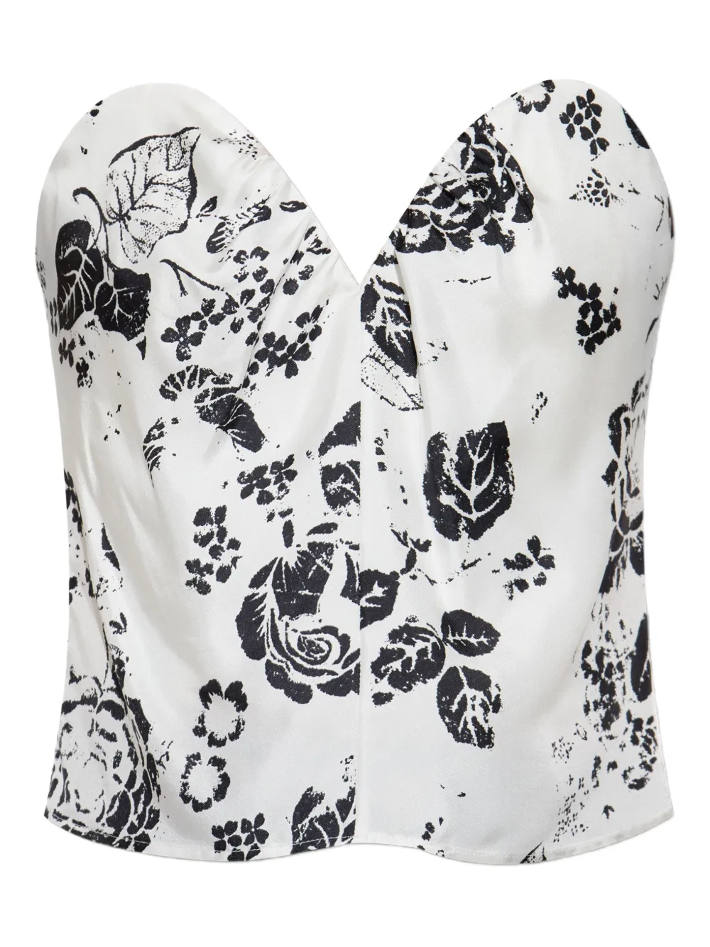 Max Mara Floral-print Bustier Top In White