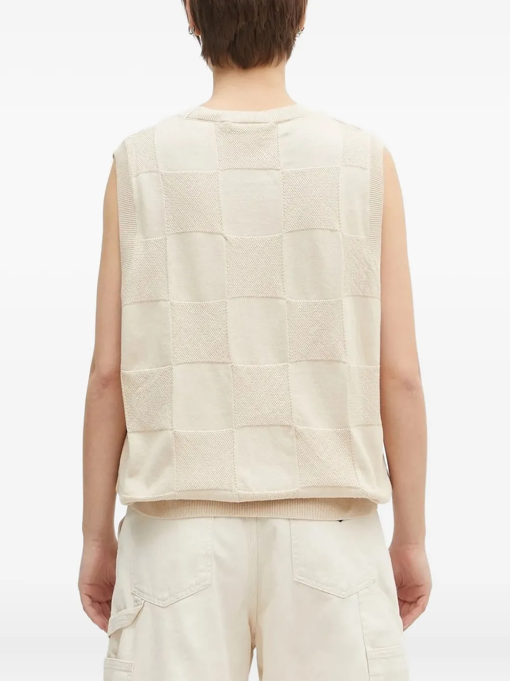 Carhartt Checked Sleeveless Knitted Top In Neutral
