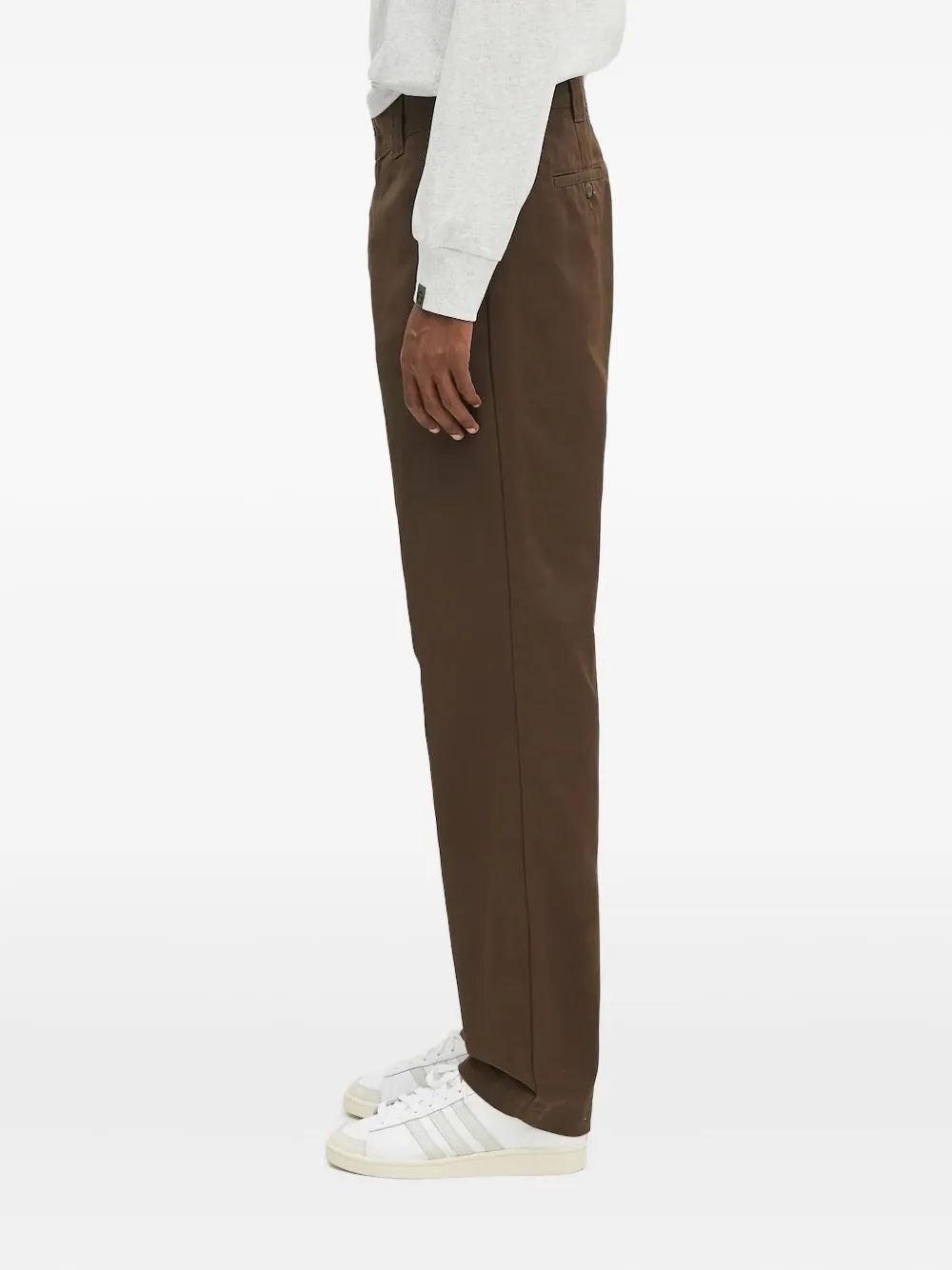 Carhartt WIP flat-front logo-patch trousers | Brown | Image 1