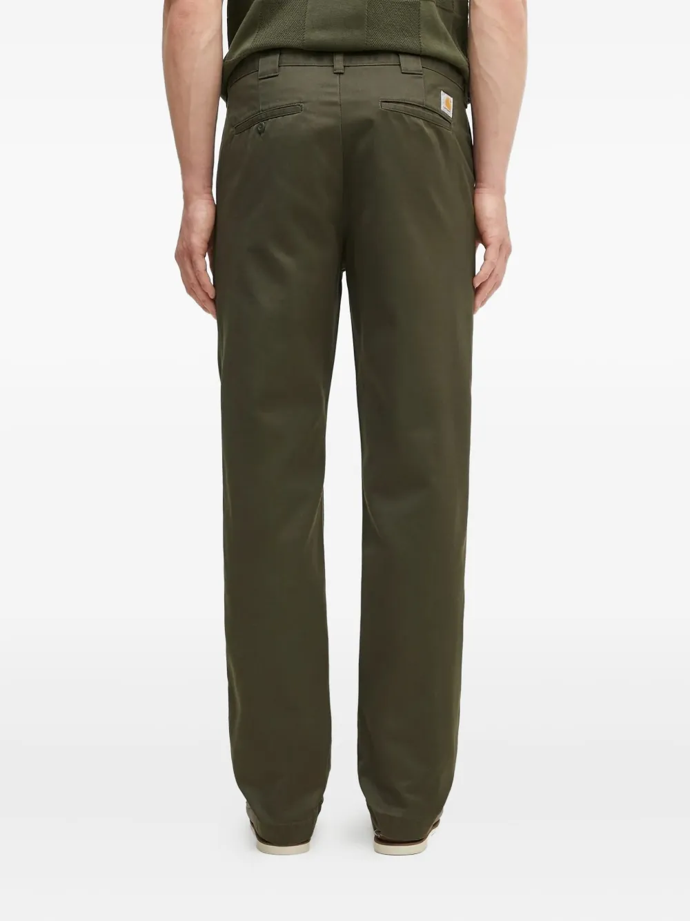 Carhartt WIP Broek met logopatch en platte voorkant - Groen