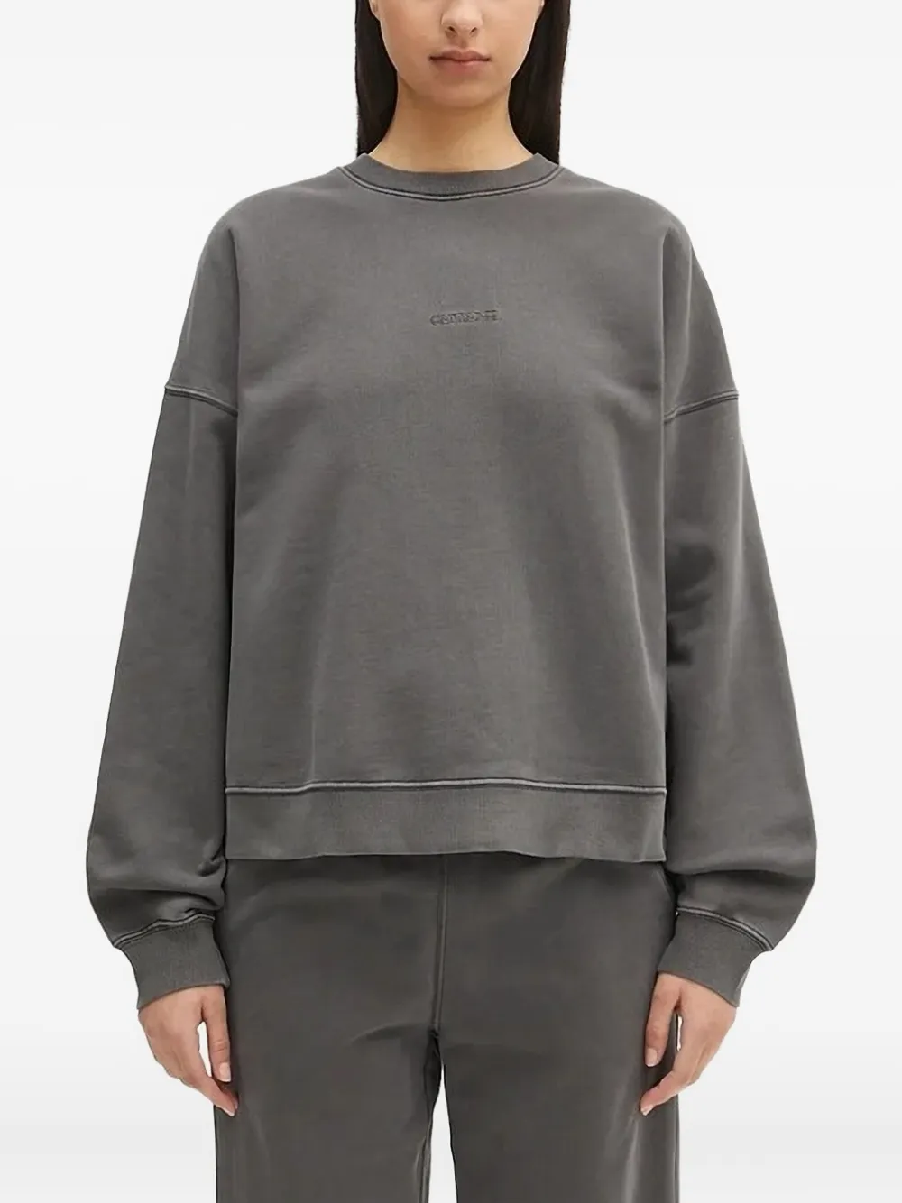 Carhartt Benton Embroidered-logo Sweatshirt In Gray