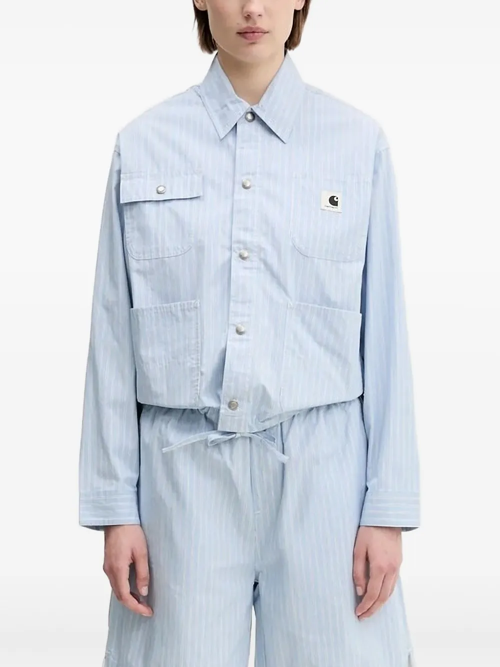 Carhartt Nota Shirt Stripe-pattern Jacket In Blue