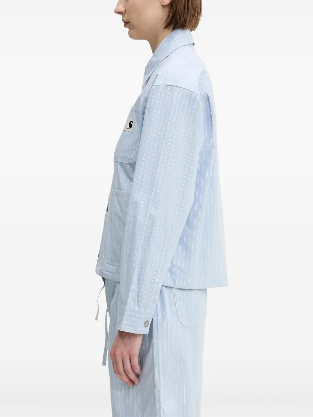 Carhartt Nota Shirt Stripe-pattern Jacket In Blue